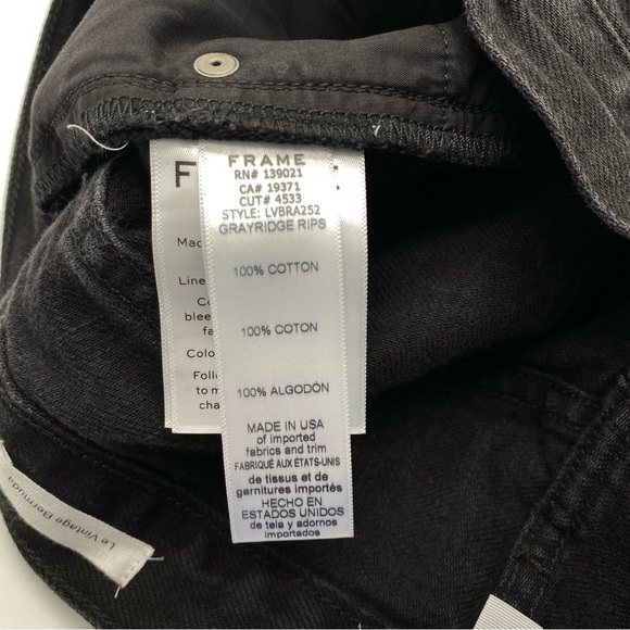 NWT Frame Le Vintage Bermuda Distressed Denim Shorts Washed Black 25 - Picture 9 of 11